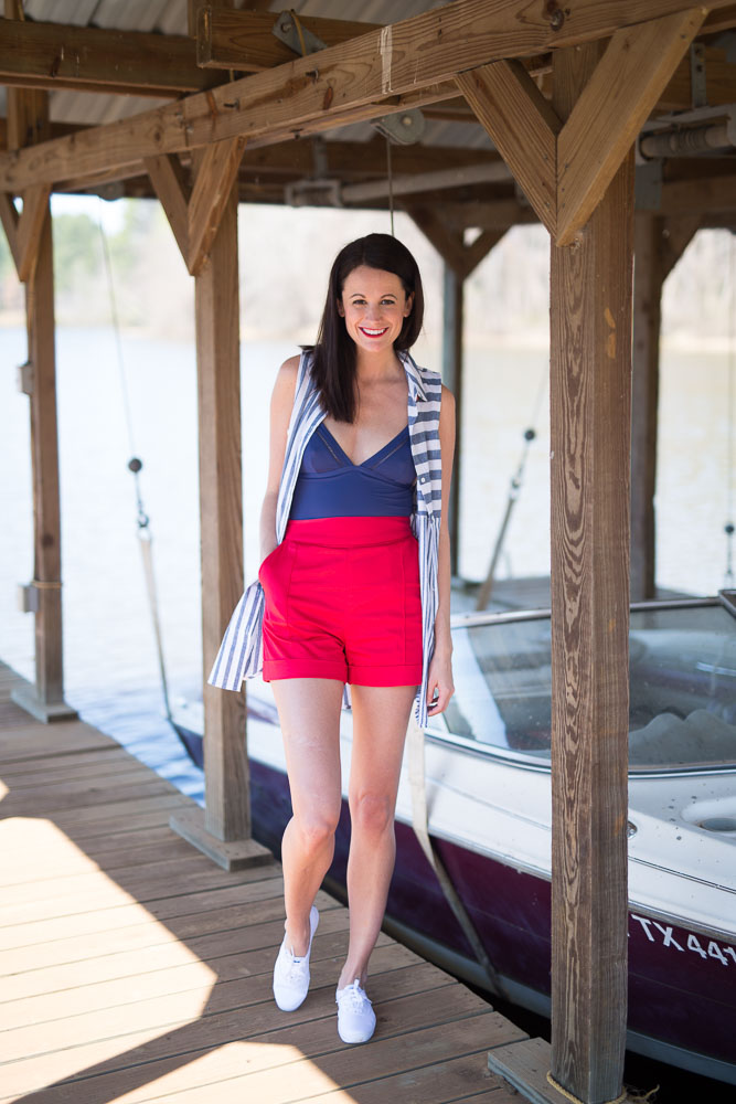 Amanda Miller in Dapper on Deck Shorts in Red from Modcloth
