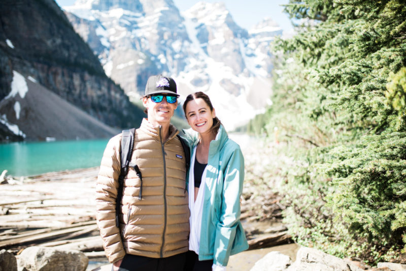 the miller affect with her husband at lake moraine in Canada