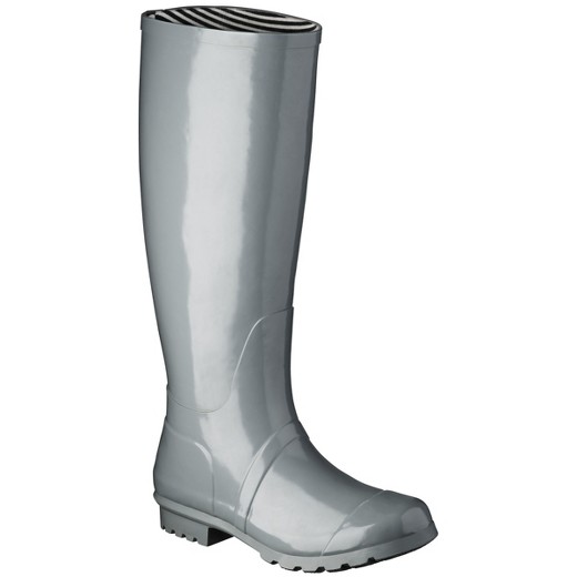 the miller affect wearing tall grey rain boots from Target