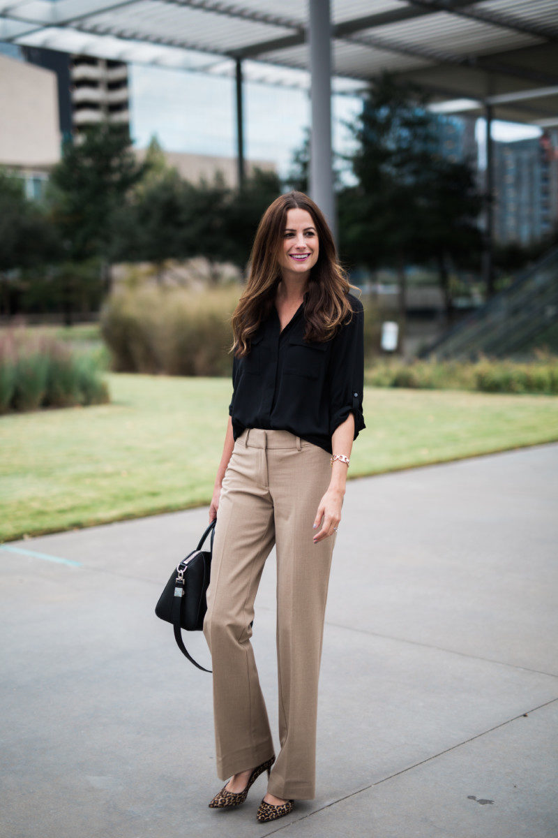 The Miller Affect wearing khaki pants for work wear