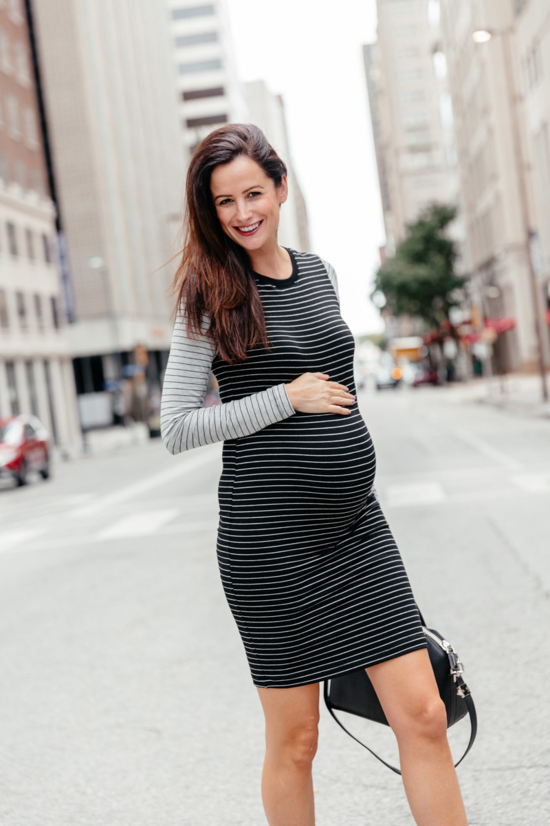 the miller affect wearing a maternity dress from Macy's