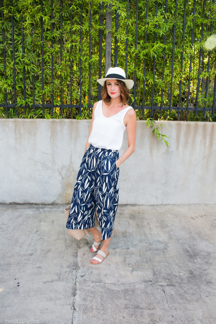 culottes, top shop, white banded sandals