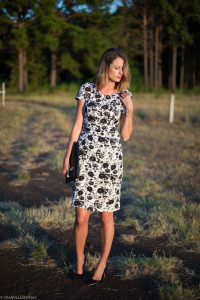 black and white floral print dress