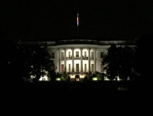 the white house at night