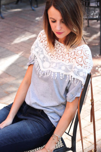 Women's Casual Crochet Cape Collar Batwing Sleeve T-Shirt