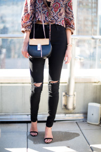 black high waisted ripped skinny jeans