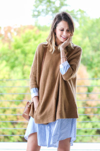 camel sweater, chicwish shirt dress, sweater weather, fall outfit