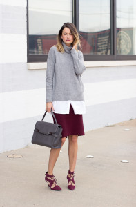 chunky sweater and pencil skirt