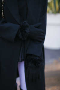 black wool coat, emke touchscreen gloves