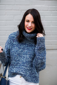 lou and grey blue chunky sweater, old hollywood lip color