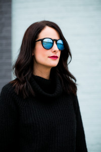 urban outfitter blue tinted sunglasses, black turtleneck