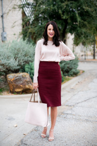 2106 in review, burgundy skirt, pink top