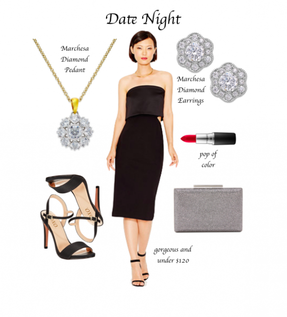 Marchesa Diamond earrings and pendant necklace