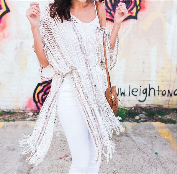 striped crochet cover-up