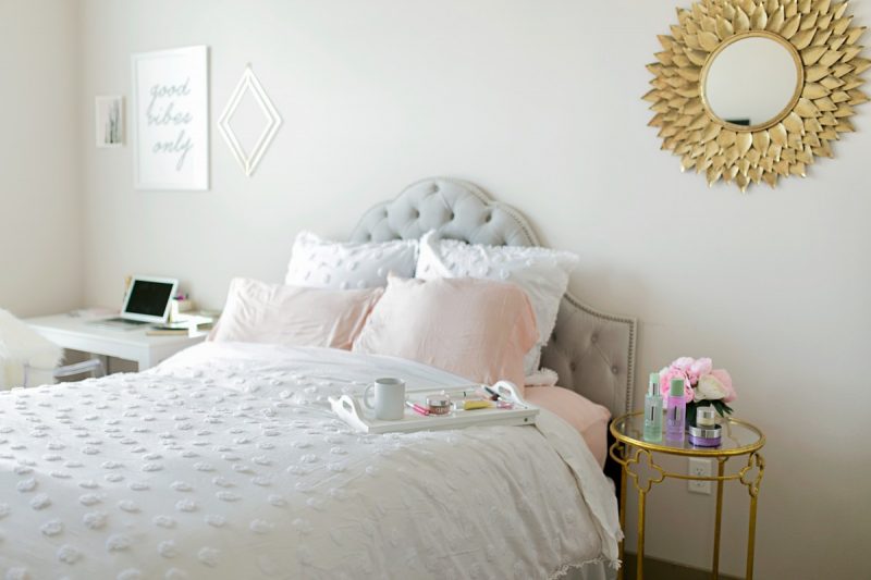 The Miller Affect bedroom featuring a white 'Allie' Duvet from Nordstrom