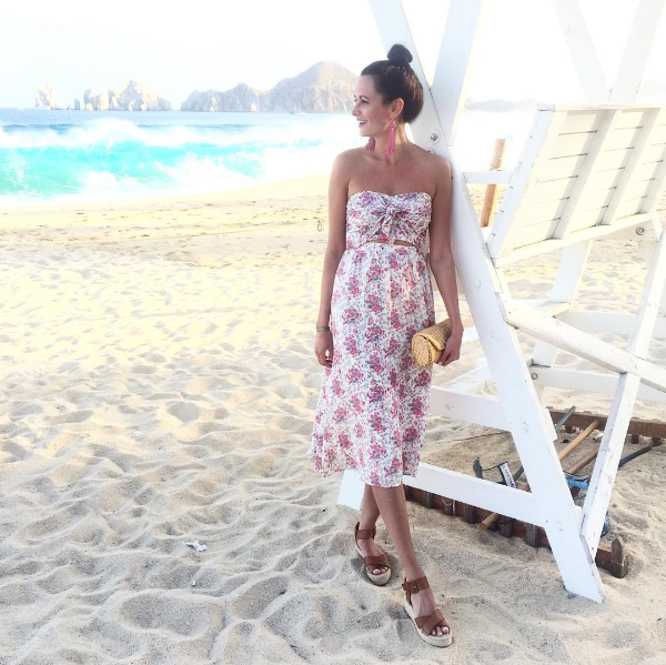 The Miller Affect wearing a floral wayf tie front dress from sole society