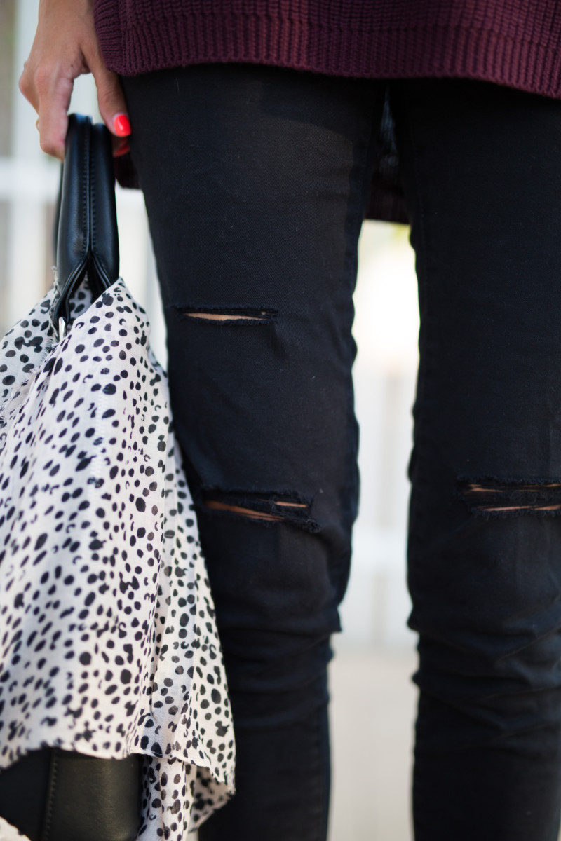 The Miller Affect wearing black distressed jeans for Fall