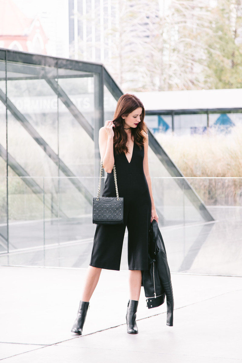 The Miller Affect showing you an edgier way to wear this black Leith jumpsuit