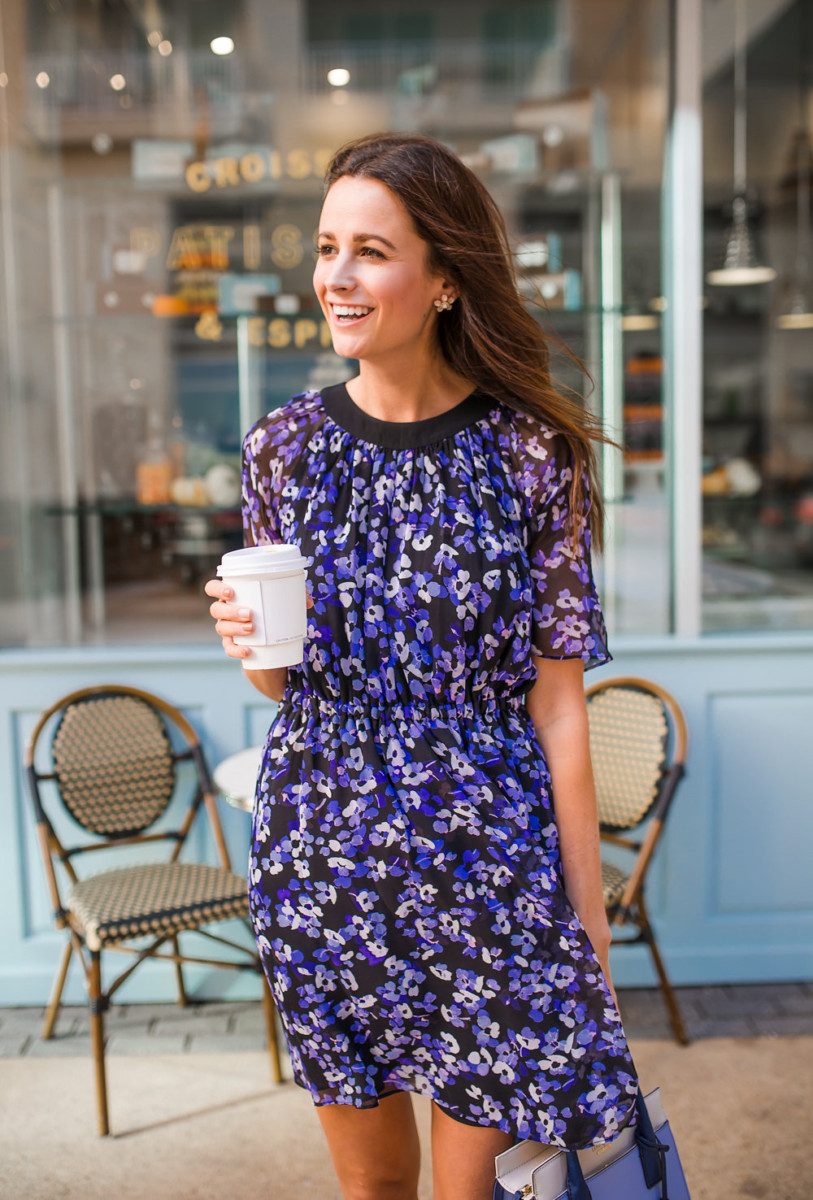 The Miller Affect in a black and blue floral dress from Kate Spade - The  Miller Affect