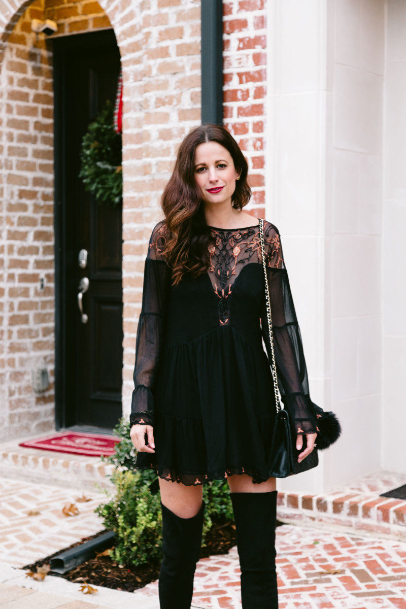 The Miller Affect in a black embroidered Free People Dress