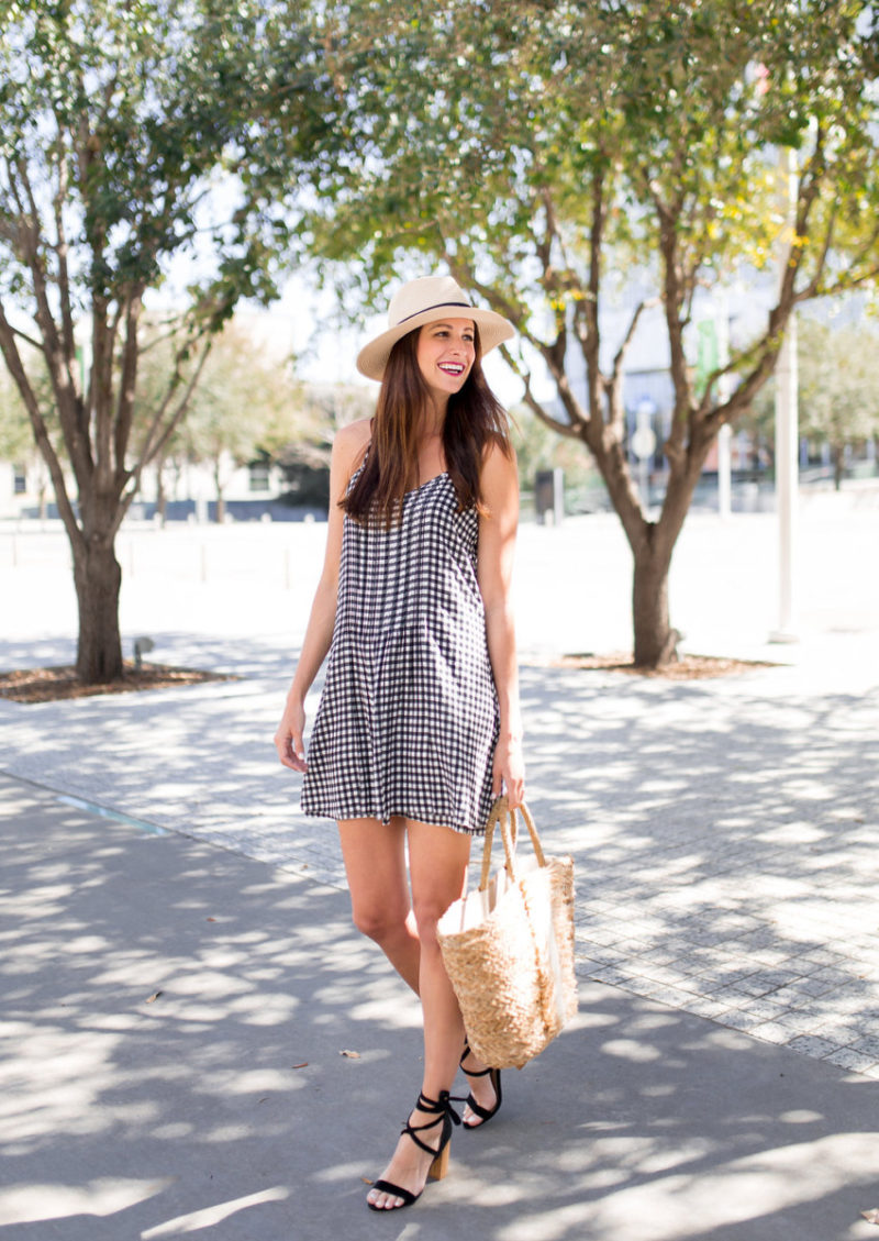 The Miller Affect wearing a gingham shift dress from sanctuary clothing