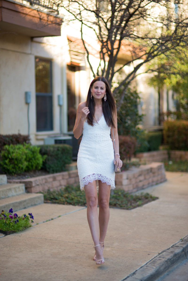 The Miller Affect wearing a white lace dress for wedding