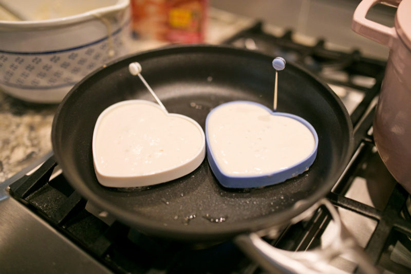 The Miller Affect making heart shaped pancakes with Macy's
