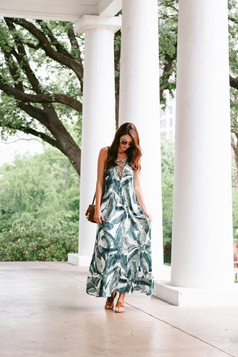 The Miller Affect wearing a Logan Lace Up Maxi- Banana Leaf