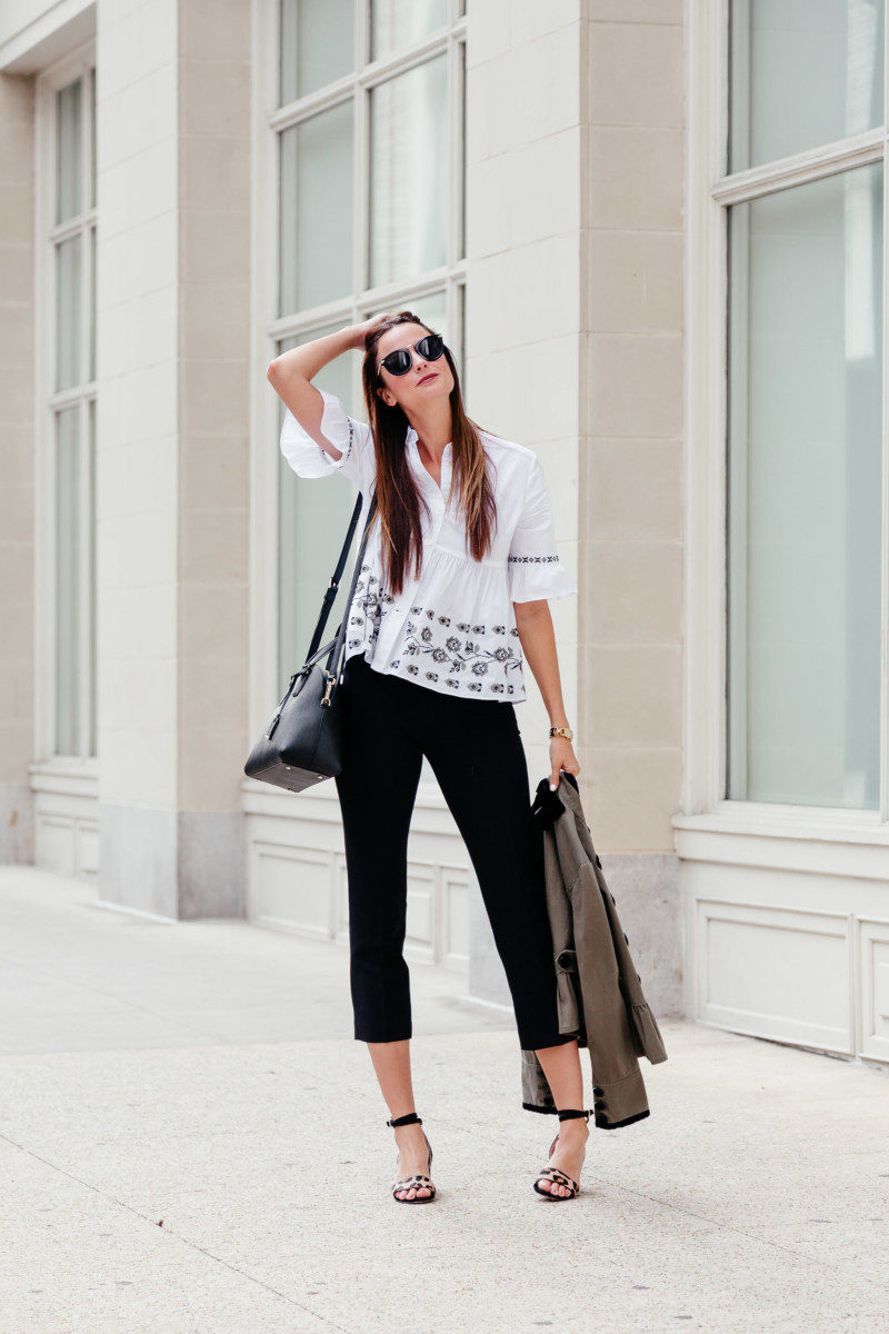 The Miller Affect wearing black cigarette pants from kate spade new york