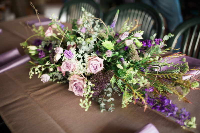 wild rose events floral arrangement at destination wedding in Canmore, CA