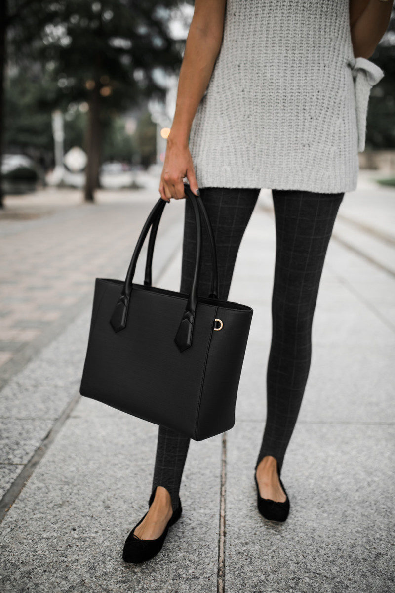 The Miller Affect carrying a large black dagne dover tote