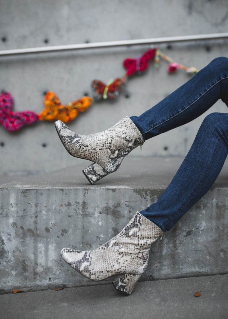 The Miller Affect wearing free people snakeskin booties