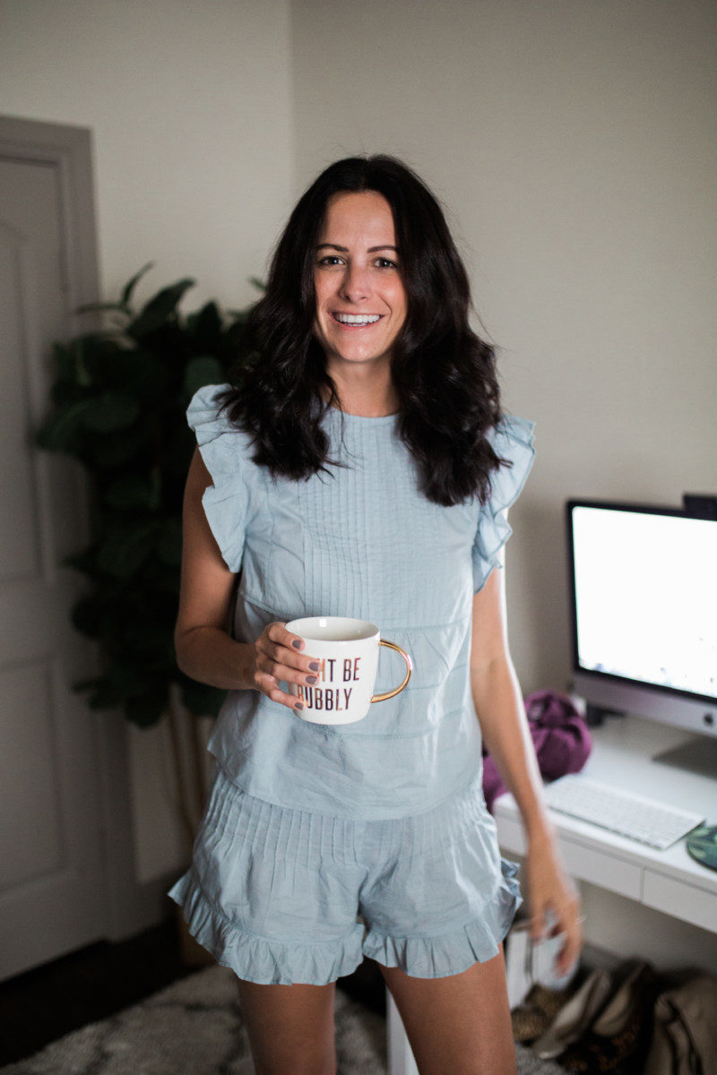 The Miller Affect wearing a topshop frill pajama set from Nordstrom