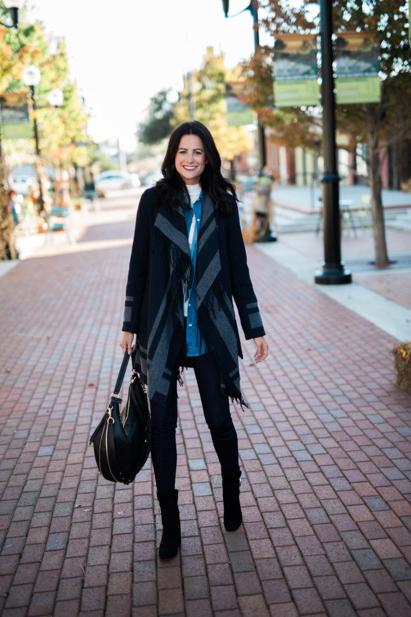 The Miller Affect talking about layering up for colder weather with vince camuto