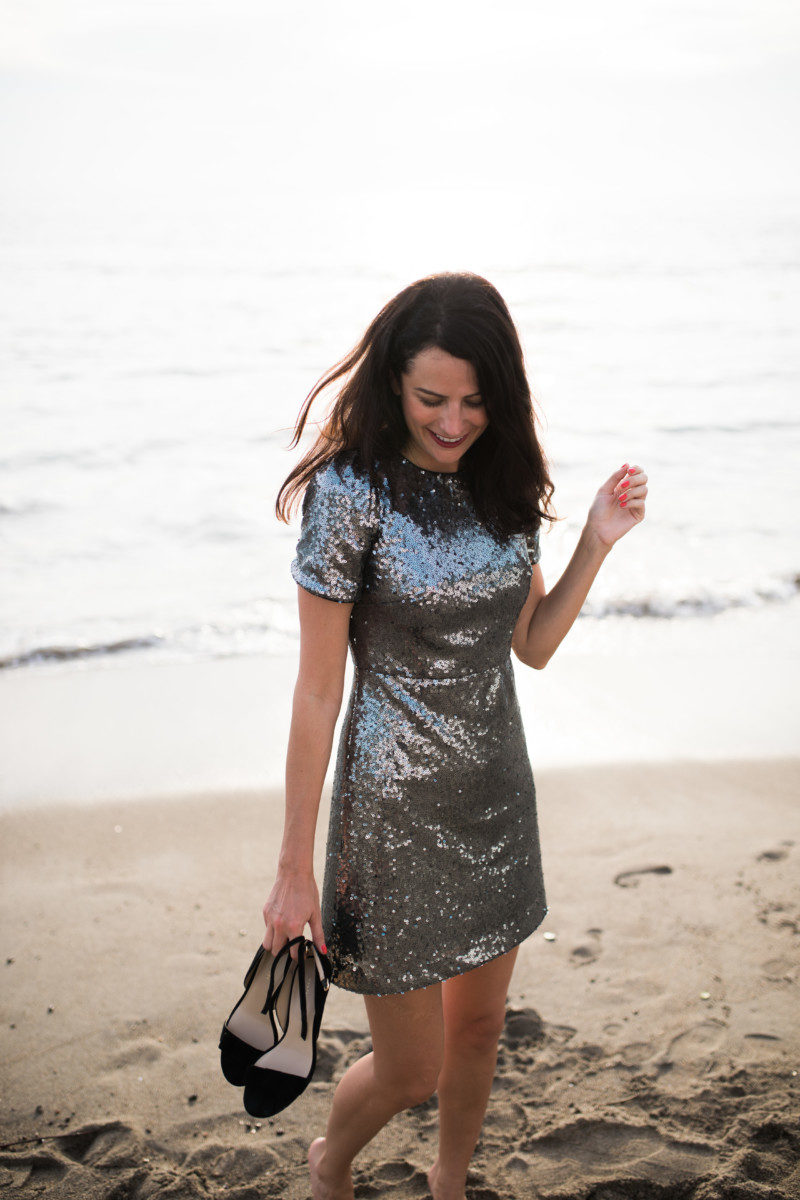 The Miller Affect on the beach in Mexico with her Ann Taylor NYE dress!