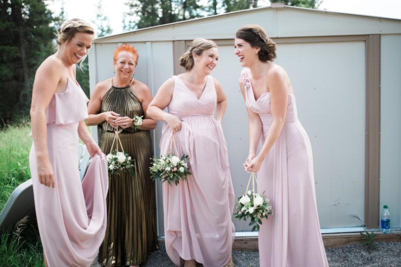 The miller affect bridesmaids wearing Watters dresses