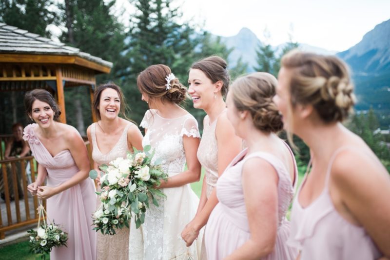 The Miller Affect bridesmaids wearing dresses from Watters WTOO