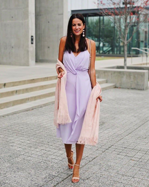 The Miller Affect wearing a lilac midi dress for Spring
