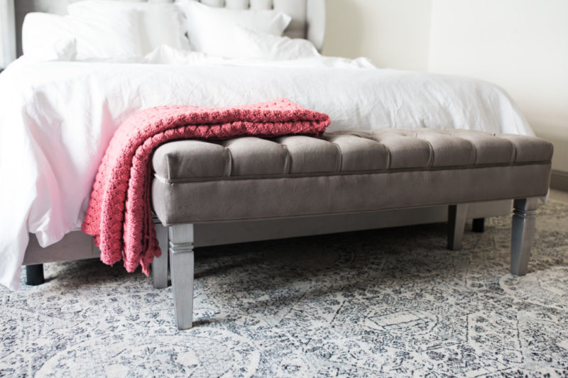 the miller affect's grey tufted bench from Pier 1 imports