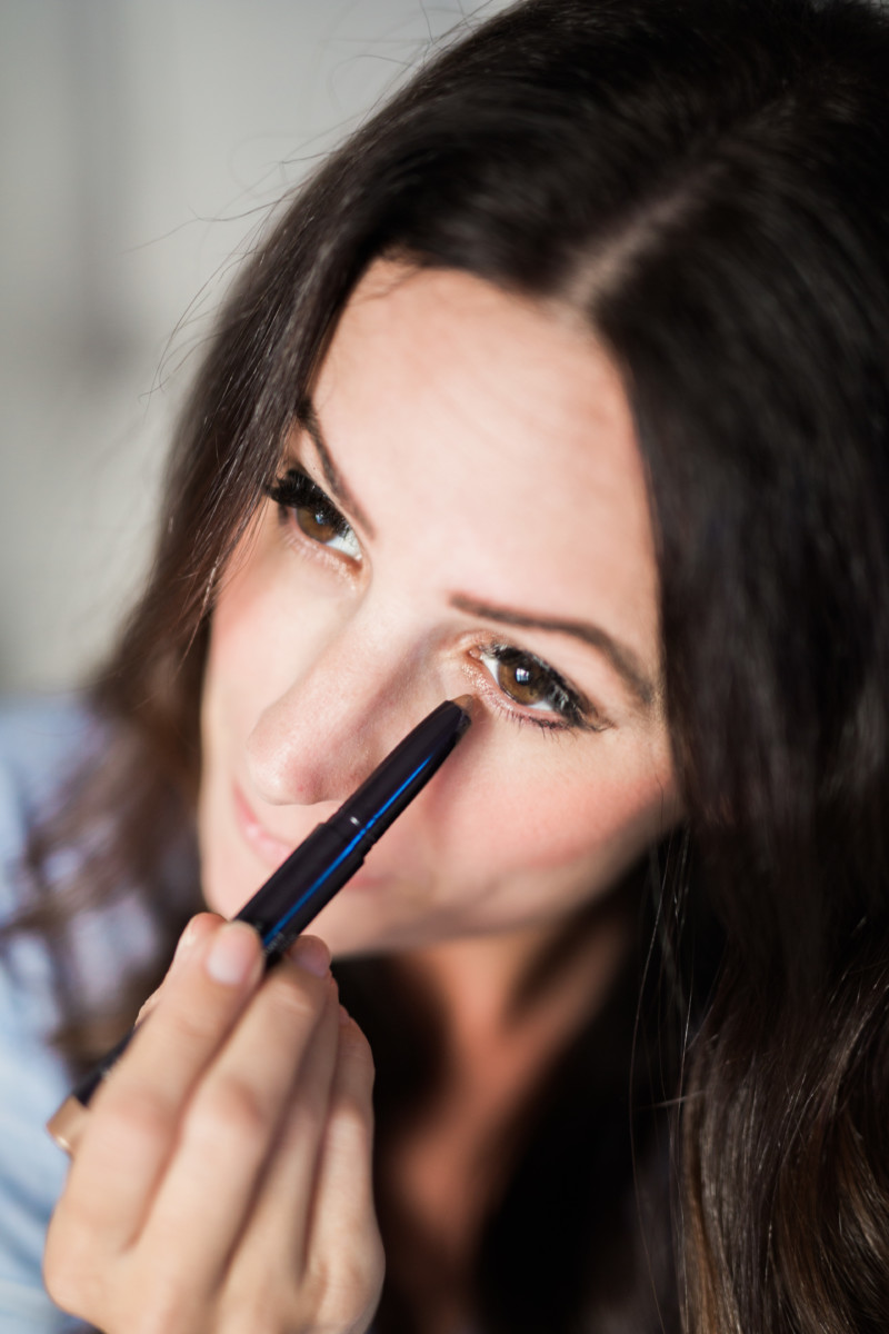 the miller affect wearing long lasting shimmering eyeliner