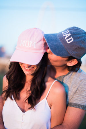 Mom and Dad hats on Etsy for Pregnancy Announcement