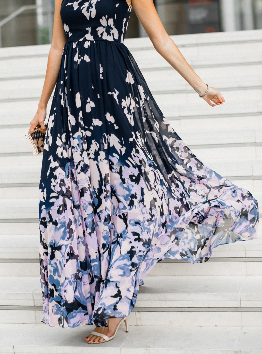 the miller affect wearing a floral maxi dress from david's bridal