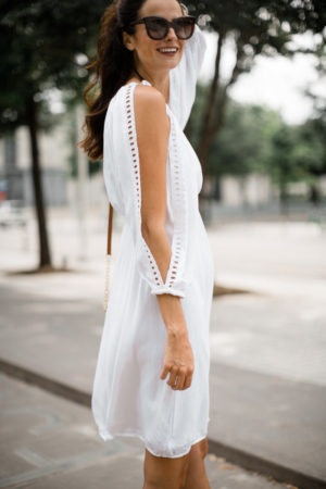 the miller affect wearing an open sleeve white dress from ebay