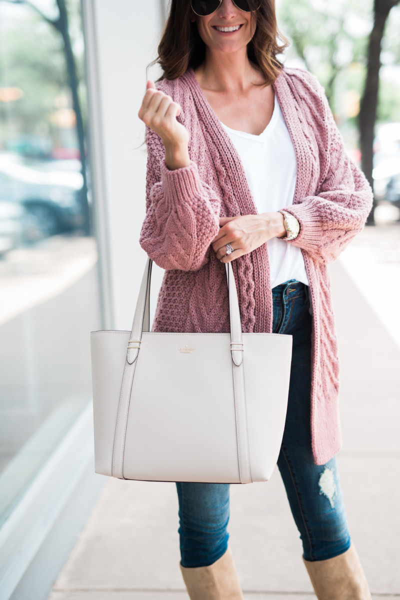 The Miller Affect with a nude kate spade tote from the Nordstrom Sale