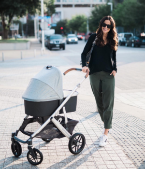 The miller affect pushing the uppababy vista stroller in gregory