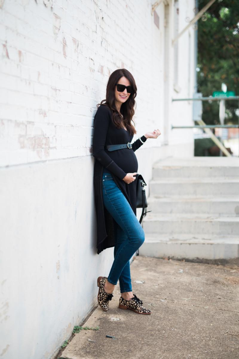the miller affect wearing a long black thermal top from free people