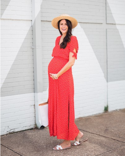 The Miller Affect sharing red maternity dress