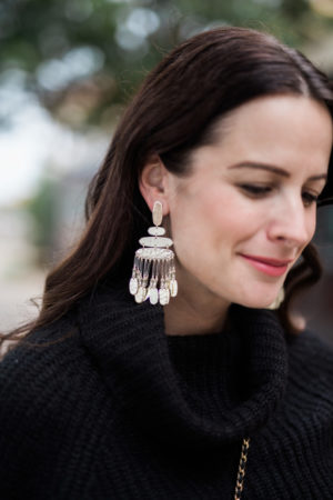 the miller affect wearing fall wedding accessories from Kendra Scott