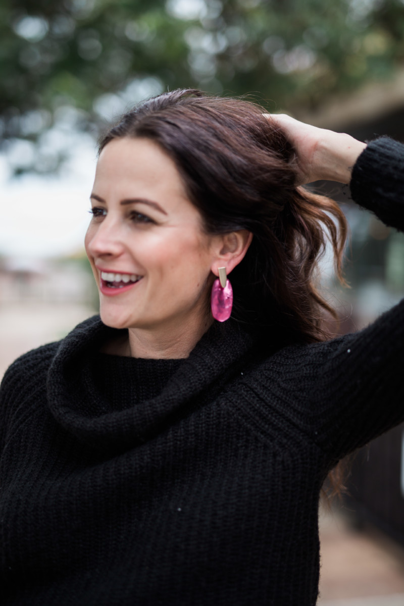the miller affect wearing hot pink earrings from Kendra Scott