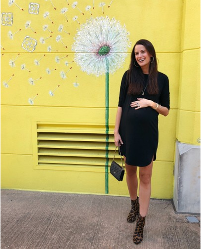 The Miller Affect in black t-shirt dress and leopard booties